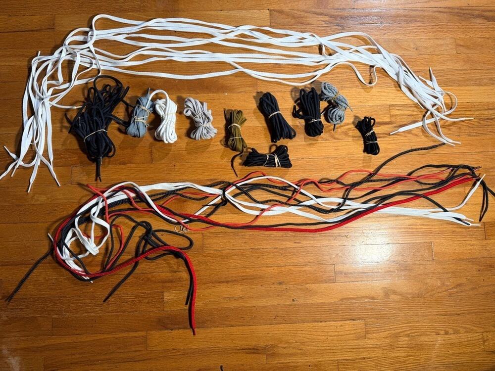 Assorted Shoelace Lot Flat Round Athletic Sneaker Laces White Black Gray Red Mix